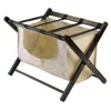 Hivvago Luggage Rack With Fabric Basket Espresso