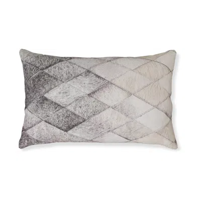 Hivvago Lumbar Throw Pillow Set Of 4, 14 X 22 Diamond Pattern, Gray And White Blend