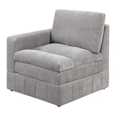Hivvago Luna 33 Inch Modular 1 Arm Corner Chair, Triple Plush Cushioned Seat, Gray