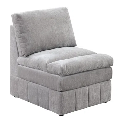 Hivvago Luna 35 Inch Modular Armless Chair, Three Layer Plush Cushioned Seat, Gray