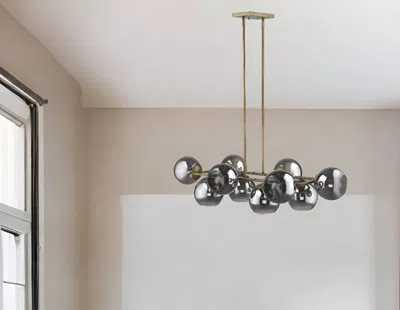 Hivvago Lunette 10-light Aged Brass Island Pendant In Silver