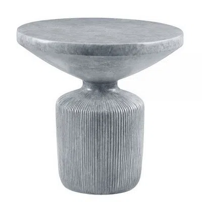 Hivvago Lylie 30 Inch Side End Table, Round Naturalistic Design, Gray Cement