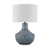 Hivvago Lym Table Lamp, Gray Hammered Metal Base, White Fabric Shade 28 Inch In Multi