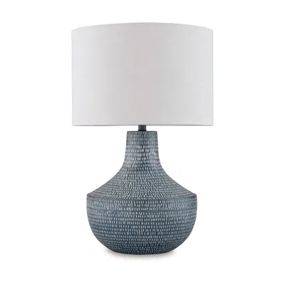 Hivvago Lym Table Lamp, Gray Hammered Metal Base, White Fabric Shade 28 Inch In Multi