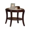 Hivvago Lyn 31 Inch Side End Table With Oval Glass Top And Lower Shelf, Brown Wood