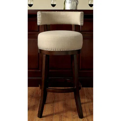 Hivvago Lynsey Contemporary 24"barstool With Linen Cushion, Beige Finish, Set Of 2 In Neutral