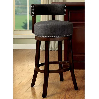 Hivvago Lynsey Contemporary 24"barstool With Linen Cushion, Gray Finish, Set Of 2