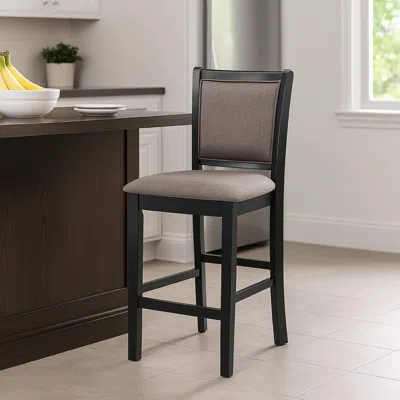 Hivvago Mac Counter Height Chair Set Of 2, Lattice Pattern, Black Brown Wood