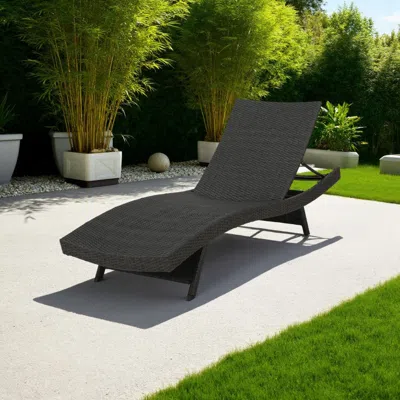 Hivvago Mach Chaise Lounger, Dark Gray Rattan Wicker Frame, Outdoor, 79 Inch In Black