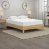 Hivvago Maci Queen Platform Bed, Natural Light Brown Wood, Low Profile Legs In Neutral