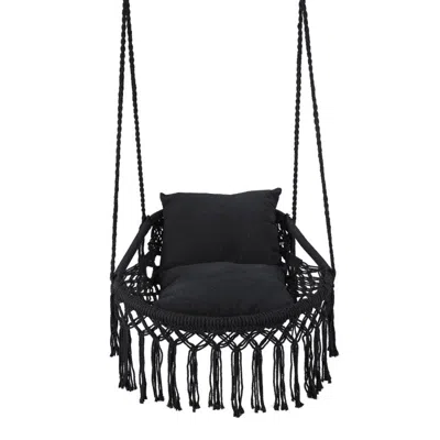 Hivvago Macrame Swing Chair Hammock Chair With 2 Removable Cushions