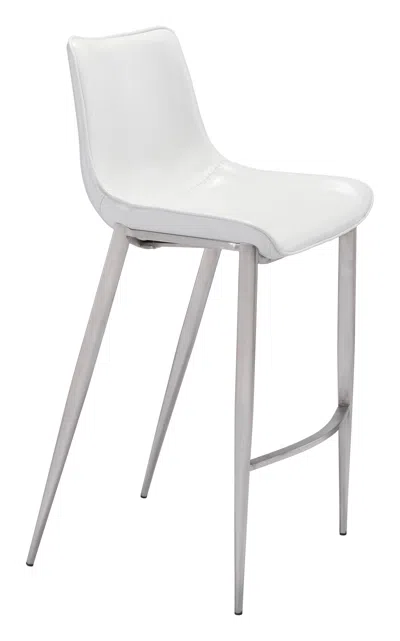 Hivvago Magnus Barstool (set Of 2) White & Silver