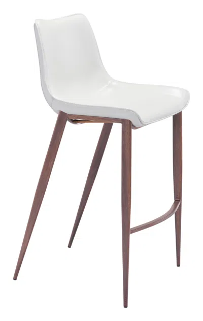 Hivvago Magnus Barstool (set Of 2) White & Walnut