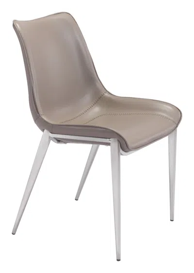 Hivvago Magnus Dining Chair (set Of 2) Brown & Silver In Gray