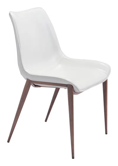 Hivvago Magnus Dining Chair (set Of 2) White & Walnut