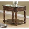 Hivvago Mahogany End Table With Marble Tabletop, Brown
