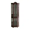 Hivvago Mahogany Scallop Top Lighted Corner Curio Cabinet In Brown