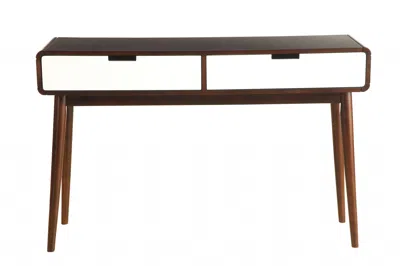 Hivvago Mahogony And White Double Drawer Console Table In Brown