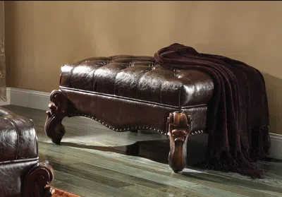 Hivvago Majestic Ottoman, 2 Tone Dark Brown & Cherry Oak