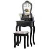 Hivvago Makeup Dressing Table And Bench 3 Drawers And Cushioned Stool For Girls-black