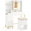 Hivvago Makeup Dressing Table And Stool Set With 3 Lighting Modes And Cabinet