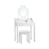 Hivvago Makeup Dressing Table With Touch Switch Lighted Mirror And Cushioned Stool-white