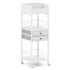Hivvago Makeup Organizer Floor Skincare Organizer Cart With Drawers And Storage Shelves In White
