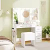 Hivvago Makeup Table And Stool Set With Hair Dryer Stand-white In White