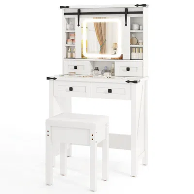 Hivvago Makeup Vanity Desk With Mirror And Adjustable Storage Shelves