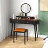 Hivvago Makeup Vanity Table Set With Led Mirror And 3 Spacious Drawers-black-brown