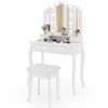 Hivvago Makeup Vanity Table Set With Lighted Mirror And Drawers