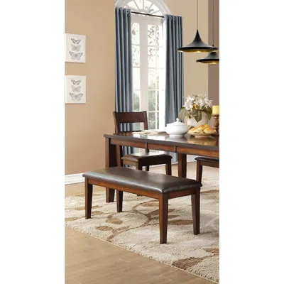 Hivvago Mango Veneer Bench With Covered Seat, Brown