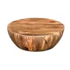 Hivvago Mango Wood Coffee Table In Round Shape, Dark Brown