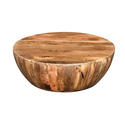Hivvago Mango Wood Coffee Table In Round Shape, Dark Brown