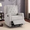Hivvago Manie Swivel Glider Manual Recliner, Solid Wood, Light Gray Burlap In Gray