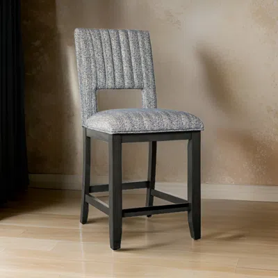 Hivvago Manny Counter Height Chair Set Of 2, Bluish Gray Fabric Seat And Back
