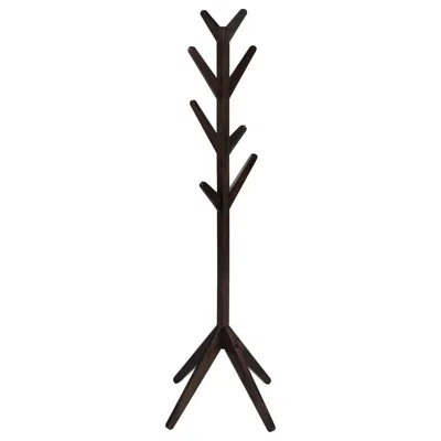 Hivvago Margo Coat Rack, 8 Hooks And Tree Inspired Design, Brown Solid Wood In Black