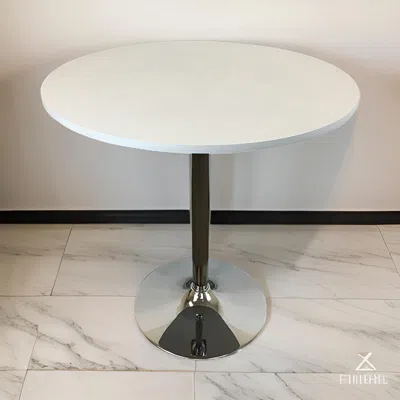 Hivvago Mari 36 Inch Counter Height Table, White Round Top And Stainless Steel Base