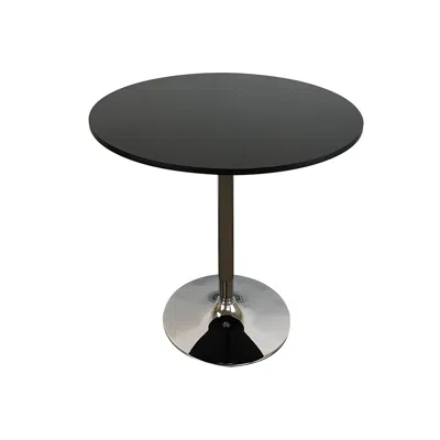 Hivvago Mari 36 Inch Dining Table, Smooth Black Round Top And Stainless Steel Base