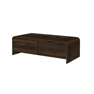 Hivvago Maria Coffee Table, 2 Drawer And Waterfall Style, Brown Wood 47 Inch