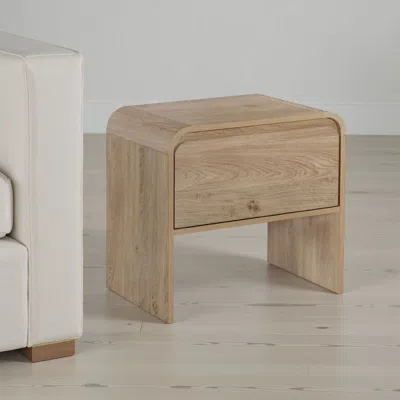 Hivvago Maria Side End Table, Drawer And Waterfall Style, Beige Wood 22 Inch In Neutral
