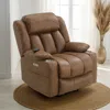 Hivvago Mario Power Recliner Lift Chair, Heating Massage, Brown Faux Leather In Brown