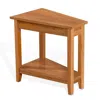 Hivvago Marv Chairside Table, Shelf, 24 Inch Angled Oak Brown Mahogany Wood