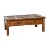 Hivvago Marv Coffee Table, 2 Drawers, 49 Inch Rectangular W Brown Slate Inlay In Brown