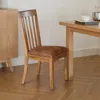 Hivvago Marv Dining Chair, Slat Back, Light Brown Microfiber, Mahogany Mindi