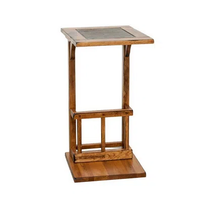 Hivvago Marv Side Table With Magazine Rack, 13 Inch, Rustic Oak Finish Wood