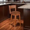 Hivvago Marv Swivel Counter Height Chair Set Of 2, Brown Faux Leather, Wood In Brown