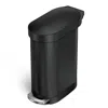 Hivvago Matte Black 12-gallon Narrow Kitchen Trash Can With Easy Step-on Lid In Black