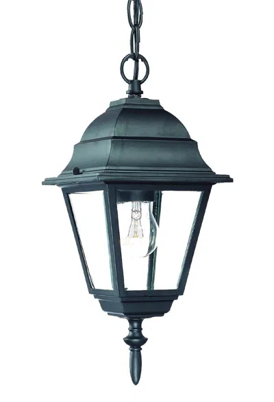 Hivvago Matte Black Beveled Glass Outdoor Hanging Light
