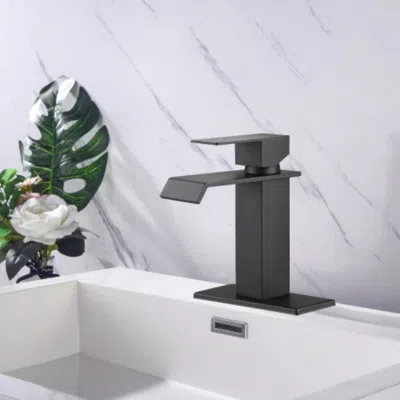 Hivvago Matte Black Waterfall Bathroom Faucet With Single Handle